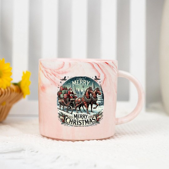 Vintage Sleigh Ride - Whimsical Christmas Magic Marble Mugs
