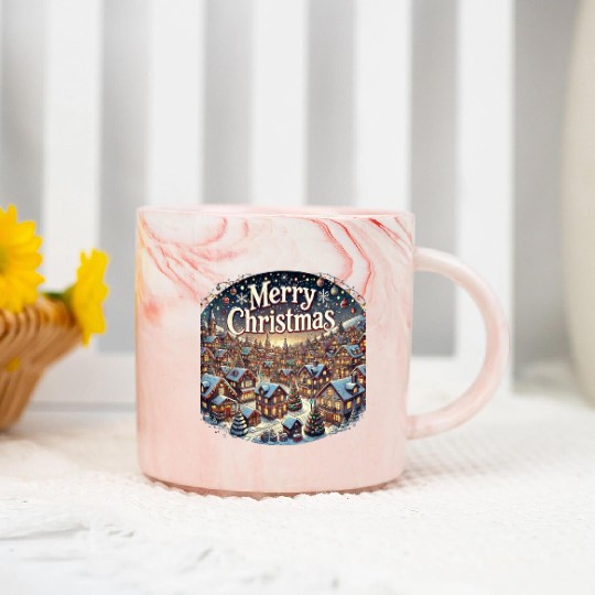 Cozy Winter Village - Christmas Lights and Cheer Marble Mugs