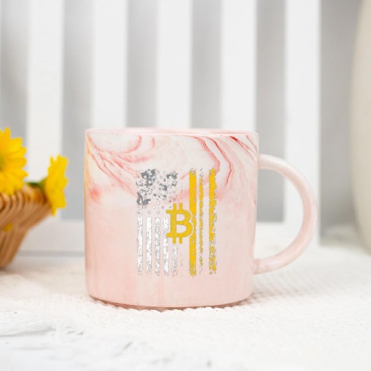 American Bitcoin Blockchain Cryptocurrency BTC Marble Mugs