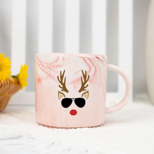 Reindeer and Sunglasses, Christmas Marble Mugs