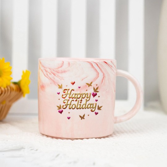 Happy Holidays - Butterflies Wishing Marble Mugs