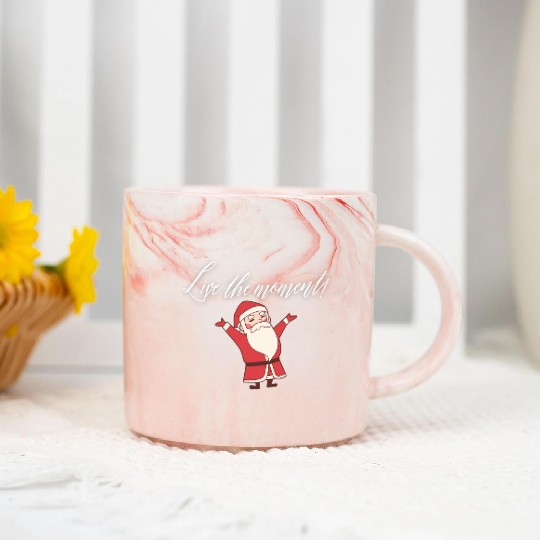Santa's Joyful Moment Marble Mugs