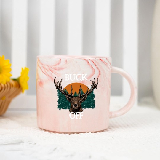 Buck Off Deer Hunting Elk Hunter Forest Seeking Marble Mugs