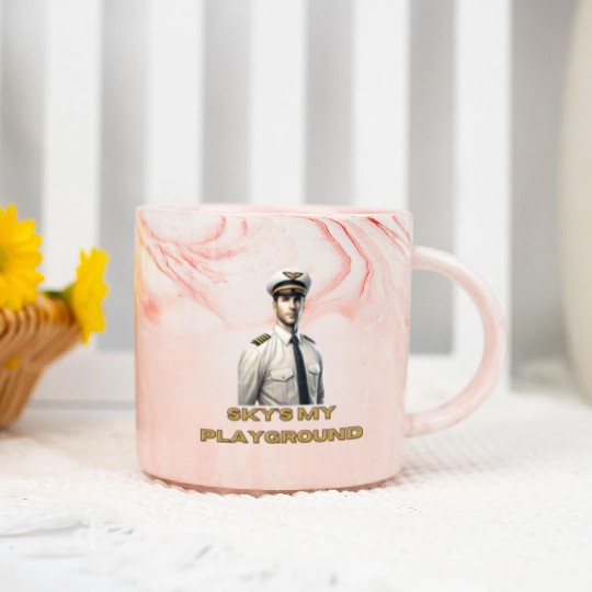 Sky's My Playground - Marble Mugs for Pilots