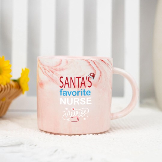 Christmas SANTA'S FAVORITE NURSE Marble Mugs