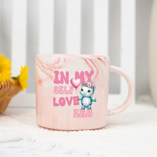 Cute Valentine's day Turtle - In my self love Marble Mugs
