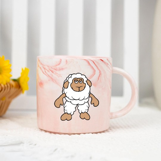 Sheep Standing Cool Bored Tired Cartoon Comic Cute Marble Mugs