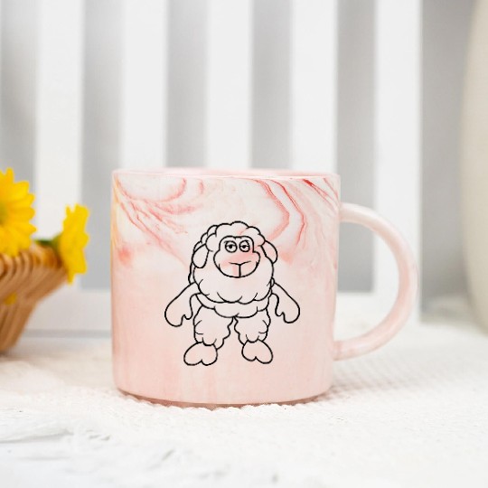 Sheep Standing Cool Bored Tired Cartoon Comic Cute Marble Mugs