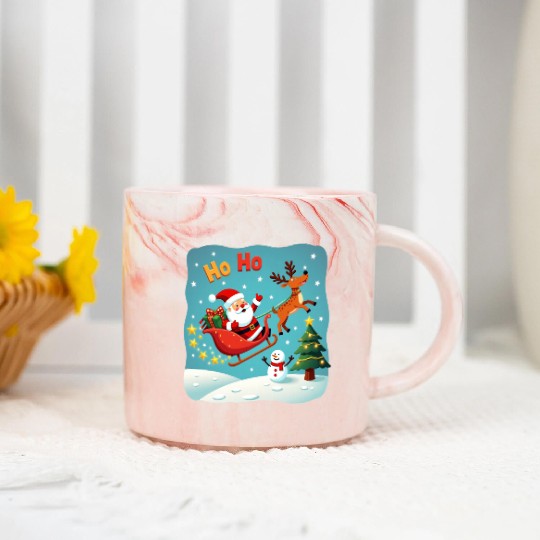 Santa Clause waving " HO-HO" Marble Mugs