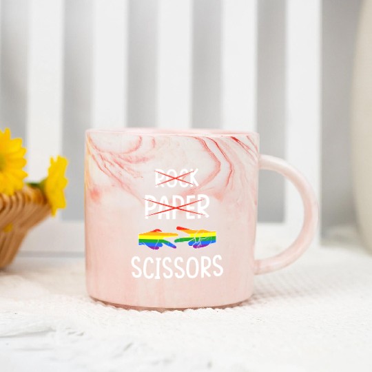 LGBTQ Lesbian Rock Paper Scissors Marble Mugs