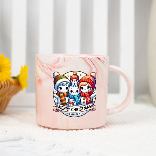 Cute Snowman Family Christmas Delight Marble Mugs