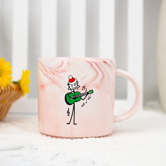 Guitarist christmas girl with guitar Marble Mugs