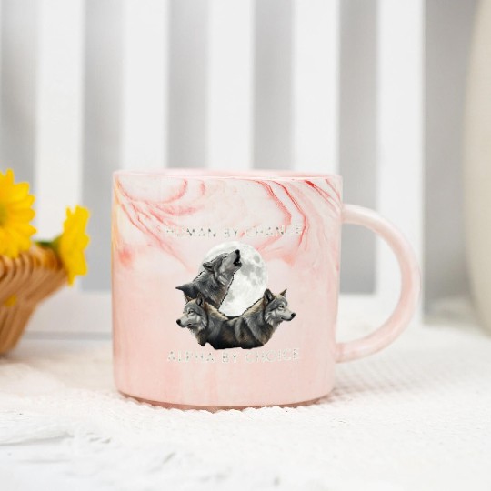 Human by chance, alpha by choice Wolf Moon Marble Mugs
