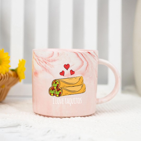 I Love Taquitos Marble Mugs for Mexican Food Fans