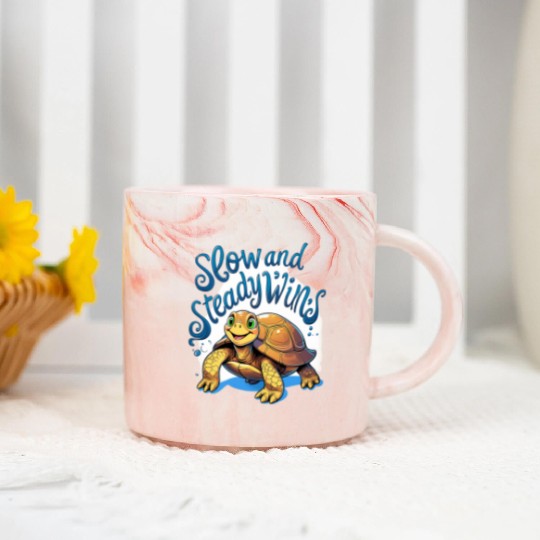 Whimsical Turtle with Confident Message Marble Mugs