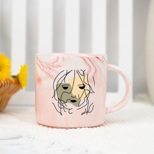 Minimalist Lonely Muted Face Marble Mugs