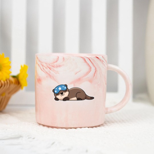 Sleepy Otter Dreams Marble Mugs