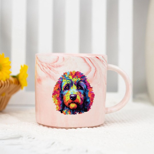 Watercolor Colorful Labradoodle Marble Mugs