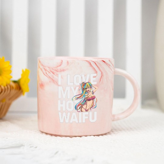 I Love My Hot Waifu - Fun and Bold Anime Art Marble Mugs