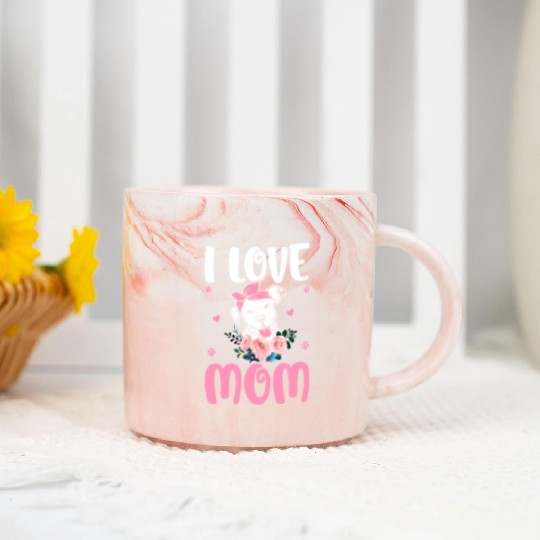 I Love Mom Pitbull Mom Tattoo Marble Mugs