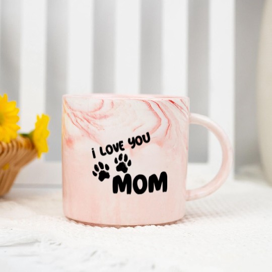 I Love You Mom Puppy Love for light Marble Mugs