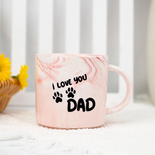 I Love You Dad Puppy Love for light Marble Mugs
