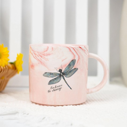 Embrace the Change Dragonfly Marble Mugs