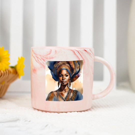 African Woman Portrait E Marble Mugs
