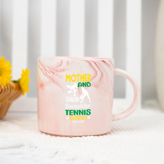 Mother And Daughter Tennis Buddies Marble Mugs