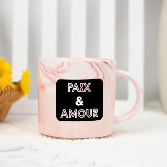 Paix et amour noir Marble Mugs