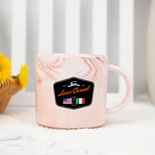 Luxe Casual Logo: Italian-American Elegance Marble Mugs