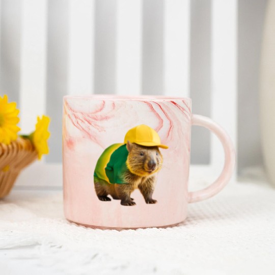 Green and Gold Wombat 2 Marble Mugs
