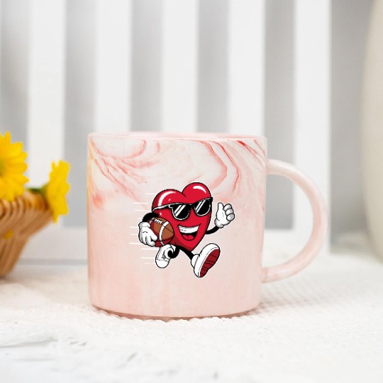 Valentines Day Heart Playing Football Boys Girls Marble Mugs