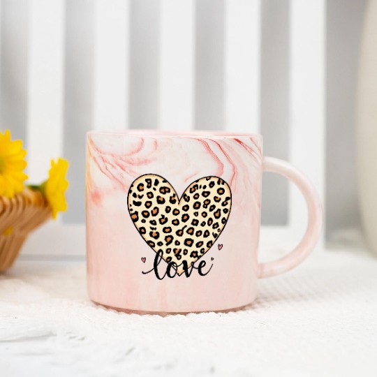 Trendy Vintage Retro Love Cheetah Leopard Print Marble Mugs