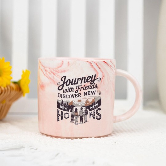 Journey with Friends adevnture travel quote text Marble Mugs