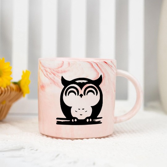 Cute Sleeping Owl Marble Mugs
