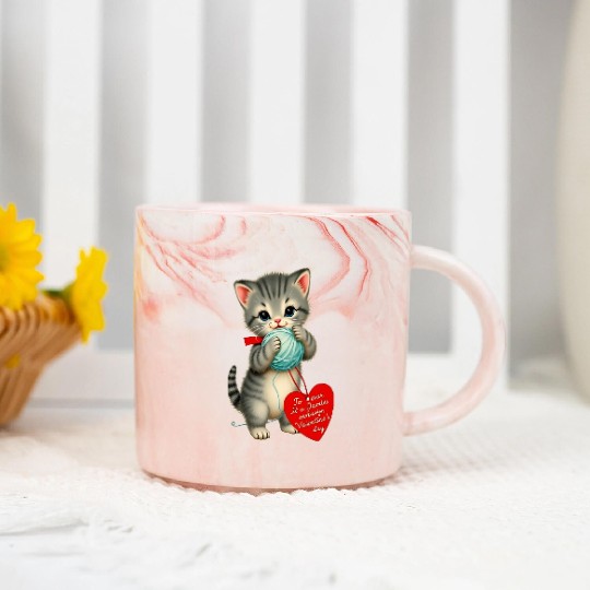 Kitten To a Dear Valentine s Day Card Marble Mugs
