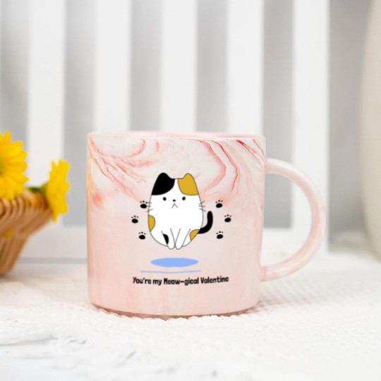 You Are My Meow-gical Valentine Day TS Marble Mugs