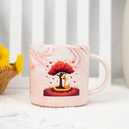 I love my snake heart tree Marble Mugs