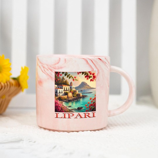 Lipari Volcano Mediterranean Terracotta Vacation Marble Mugs