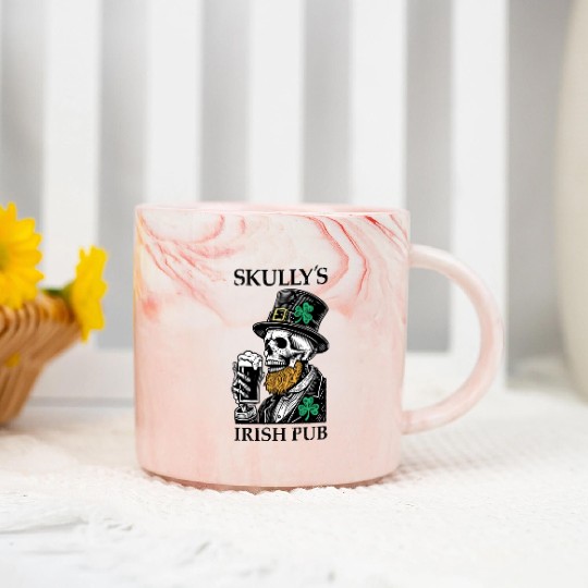 Skully's Irish Pub Skull St. Patrick's Day 2025 Sh Marble Mugs