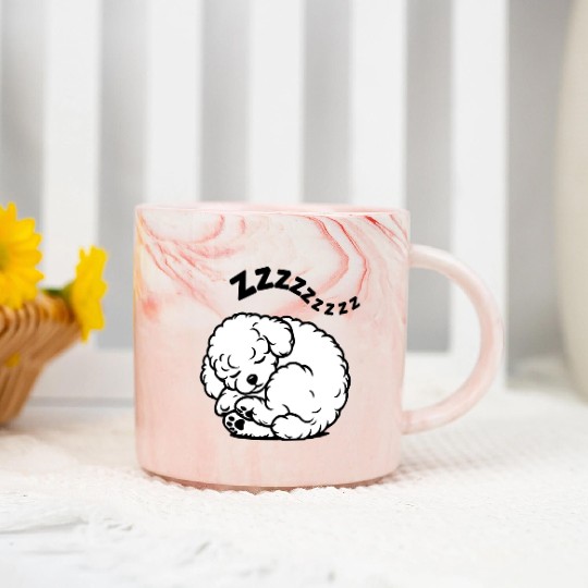 Sleepy Puppy Zzzz - Adorable Bichon Frise Marble Mugs