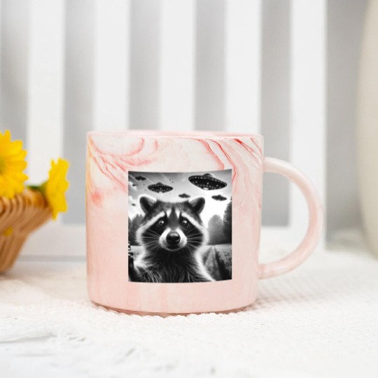 Racoon trash panda Funny Graphic Selfie UFOs Weir Marble Mugs