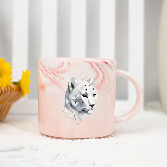 Geometric Snow Leopard - Elegance of the Wild Marble Mugs