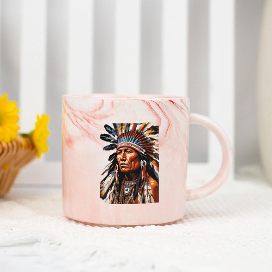 Native American Chief Marble Mugs