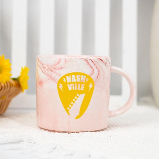Nashville Music City Guitar Pick Marble Mugs
