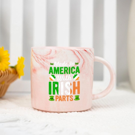 Made in America with Irish Parts St. Patrick's day Marble Mugs