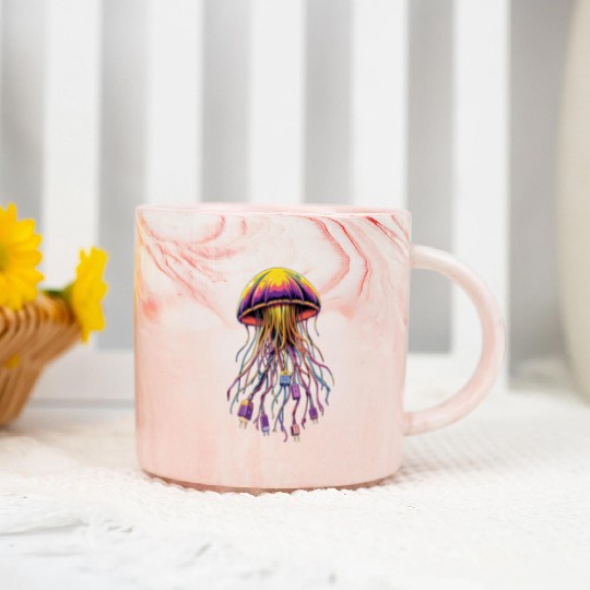 Electric Jellyfish Marble Mugs