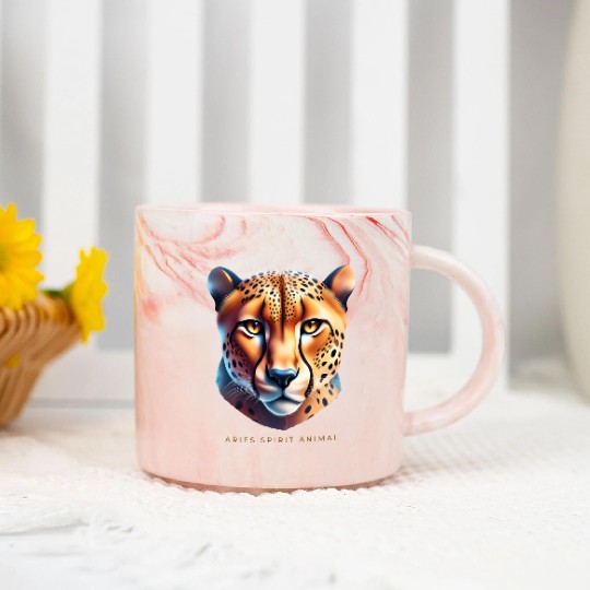 Aries Spirit Animal Cheetah Marble Mugs