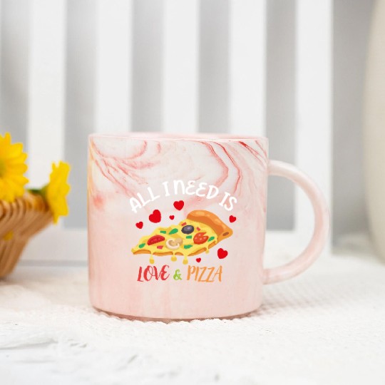 all i need love and pizza Marble Mugs